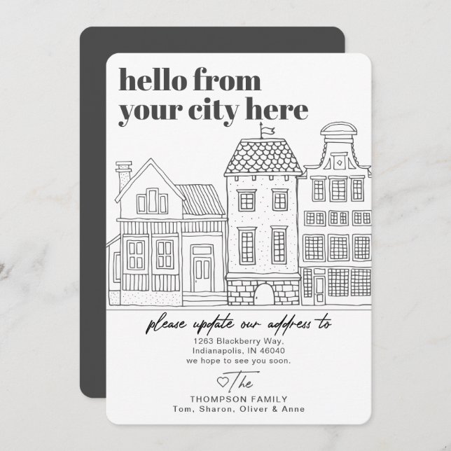 Faire-part Ville de destination moderne Moving (Devant / Derrière)
