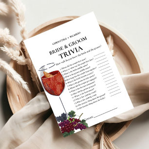 Faire-part Vino avant voeux mariée & Groom Trivia Game Card