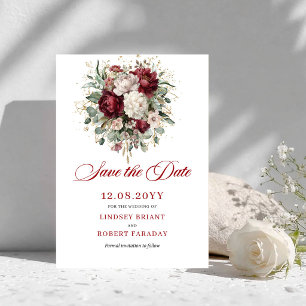 Faire-part vintage blush burgundy floral Save The