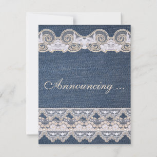 Faire-part vintage de mariage de Denim et de dente