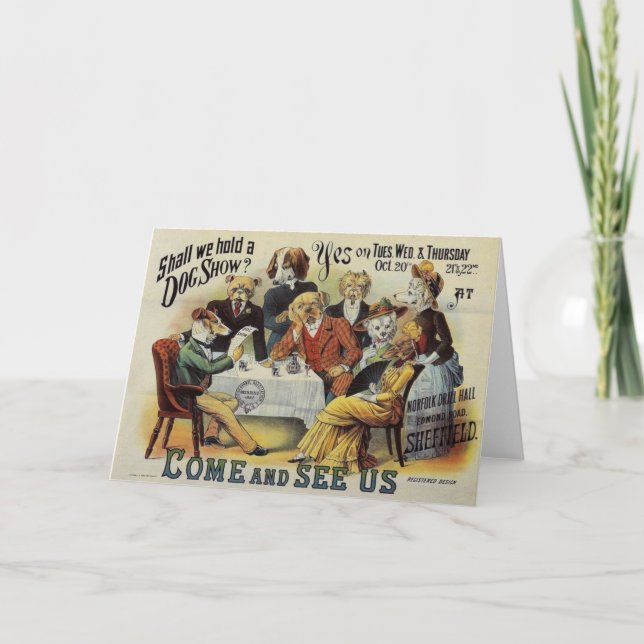 Faire-part vintage de spectacles de chiens, (Devant)