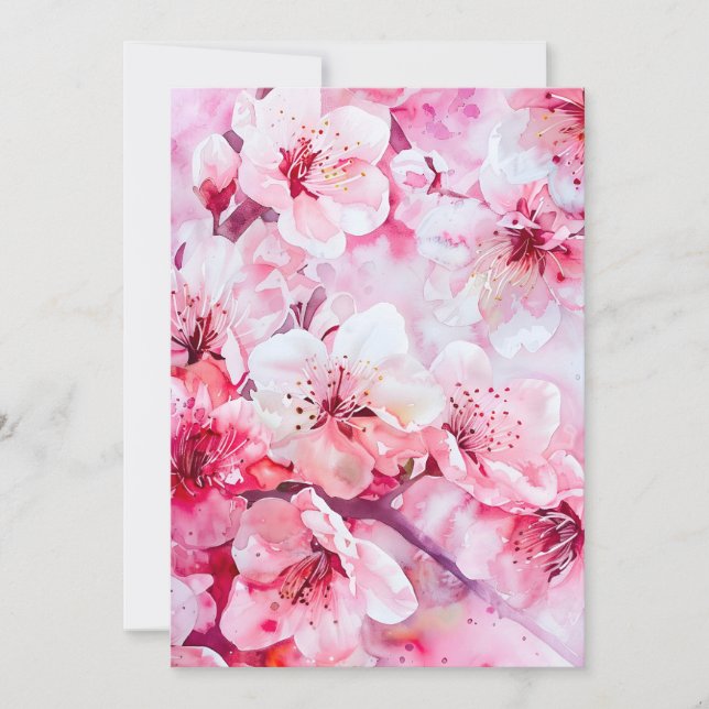 Faire-part Vintage Fleur Pétale Rose Douce (Devant)