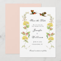 Vintage Humming oiseau floral Enregistrer la date