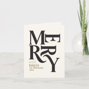 Faire-part Vintage joyeux noir brillant + or plié Noël