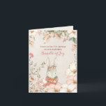 Faire-part Vintage lapin photo Florals Fille Crème Naissance<br><div class="desc">Charme de style vintage avec un mignon lapin en illustration rose et crème d'art et fleurs rousses à l'avant pour informer votre famille et vos amis de l'arrivée de votre nouvelle fille! À l'intérieur à gauche, il suffit de remplacer l'exemple d'image par votre photo préférée de votre nouveau-né, de l'orientation...</div>