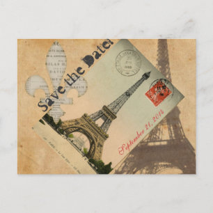 Faire-part Vintage Paris Tour Eiffel Carte postale enregistre