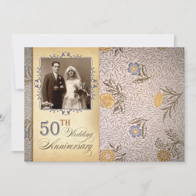 Faire-part vintage pour 50 ans de mariage (Devant)
