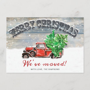 Faire-part Vintage Red Christmas Farm Camion Rustic Moving