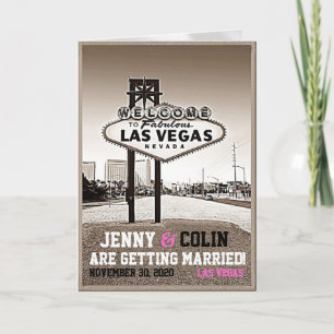 Faire-part Vintage Sepia Las Vegas Photo Enregistrer La Date
