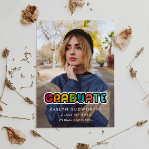 Faire-part Vintage typographie colorée Photo de graduation