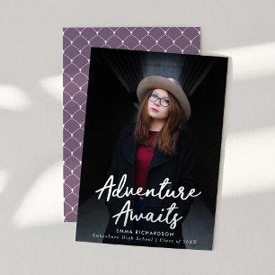 Faire-part Violet Aventure Attente Photo Graduation