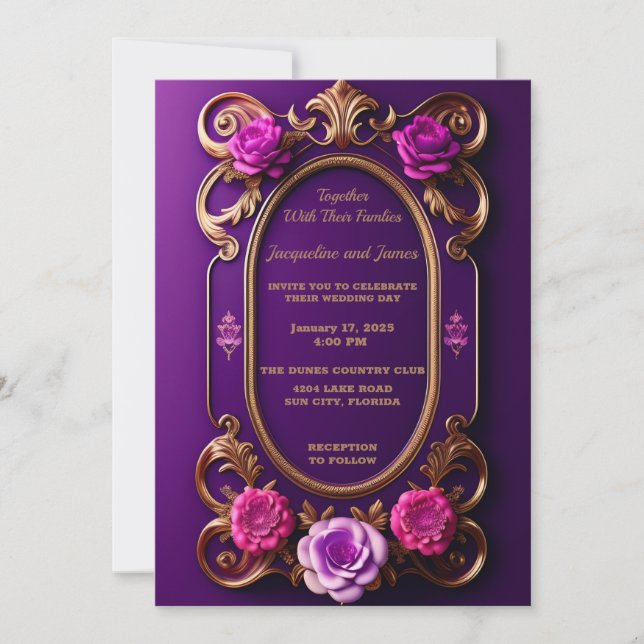 Faire-part Violet majestueux (Devant)