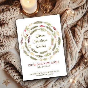 Faire-part Vœux de Noël depuis notre nouvelle maison Holly et