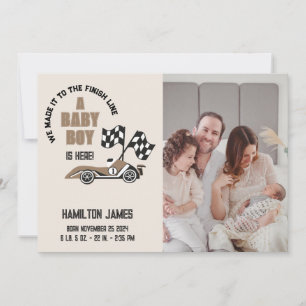 Faire-part Voiture de course sportive Baby Boy Birth