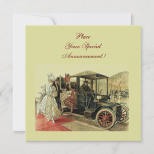 Faire-part VOITURE RETRO, AUTO RESTAURATION 2, jaune rouge