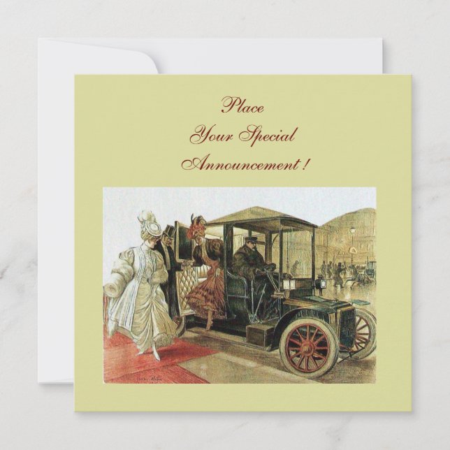 Faire-part VOITURE RETRO, AUTO RESTAURATION 2, jaune rouge (Devant)