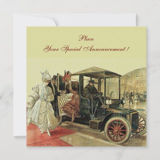 Faire-part VOITURE RETRO, AUTO RESTAURATION 2, jaune rouge (Devant)