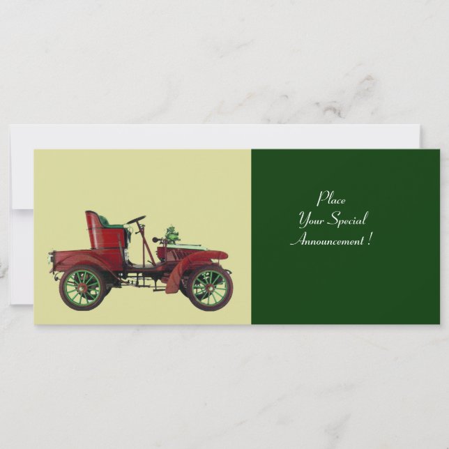 Faire-part VOITURE RETRO, RESTAURATION AUTOMATIQUE, vert (Devant)