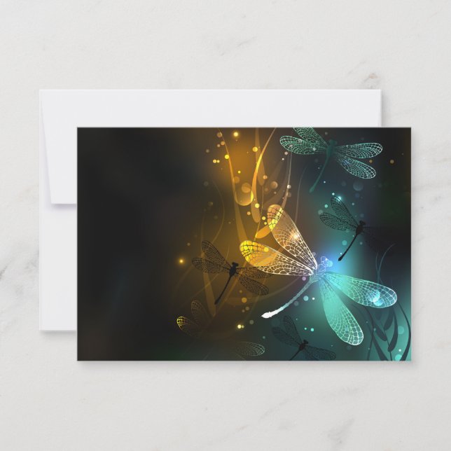 Faire-part Vol de libellule verte lumineuse (Devant)