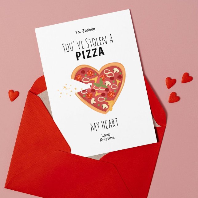Faire-part Vous avez volé une pizza My Heart Valentine's Card (This adorable Valentine’s card is perfect for pizza lovers! Cute, playful, and full of charm!)