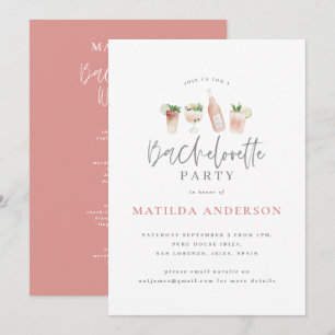 Faire-part Voyage de fin de semaine de bachelorette boissons 