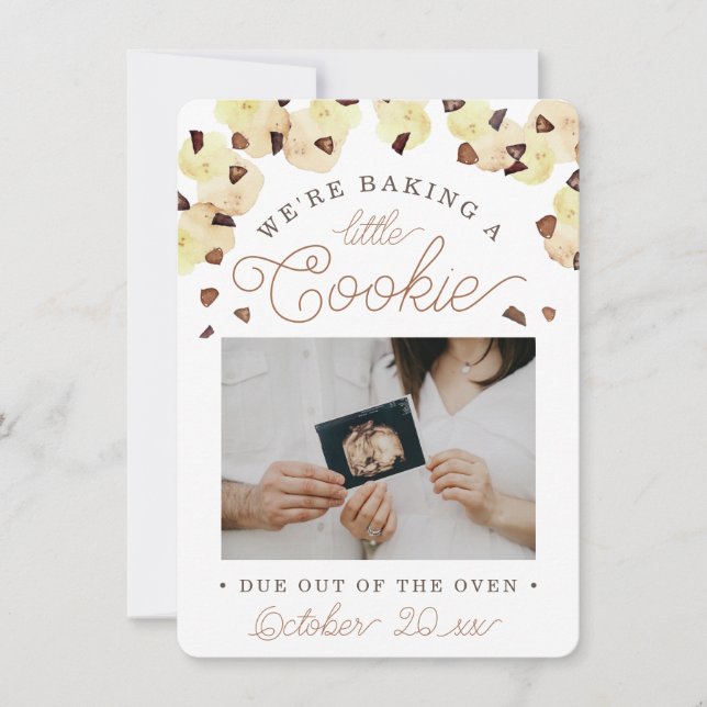 Faire-part Watercolor Cookie Pregnancy Photo Announcement (Devant)