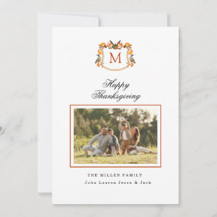 Faire-part Watercolor Crest Photo Thankesgiving