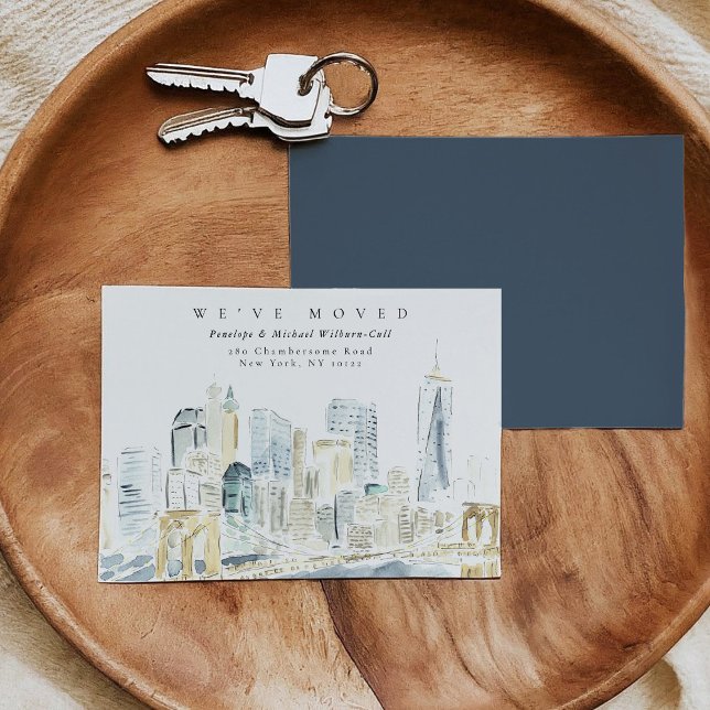 Faire-part Watercolor New York City Skyline Moving (Watercolor New York City Skyline Moving Announcement)