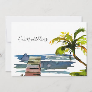 Faire-part Waterfront Dock Palm Tree Nouvelle adresse