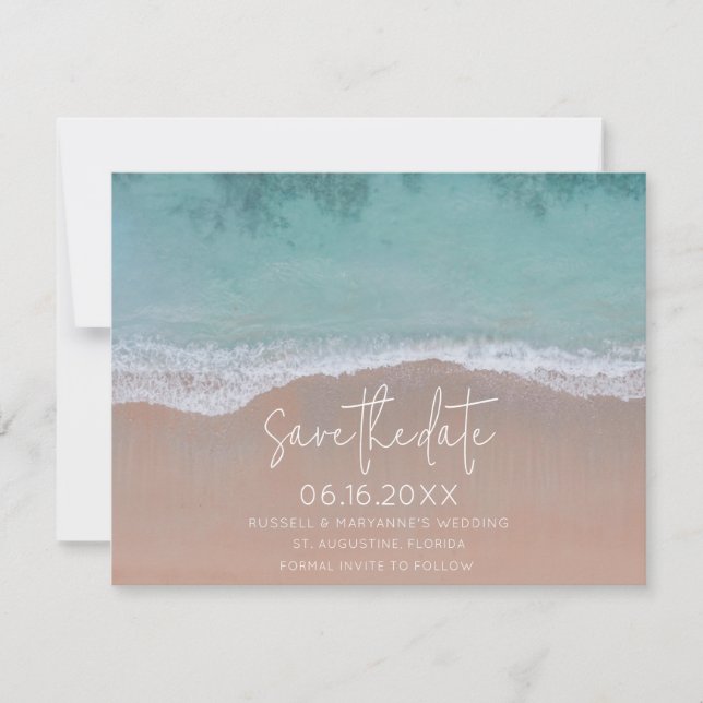 Faire-part Waves Beach Wedding Photo Save the Date (Devant)