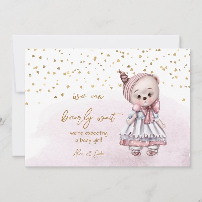 Faire-part We Can Bearly Wait Cute Stuffed Animal Pregnancy (Devant)