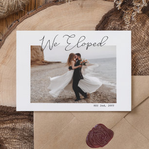 Faire-part We Eloped Minimal Script Photo Elopement Wedding