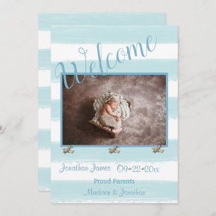 Faire-part Welcome Blue Photo Script Personnaliser la naissan