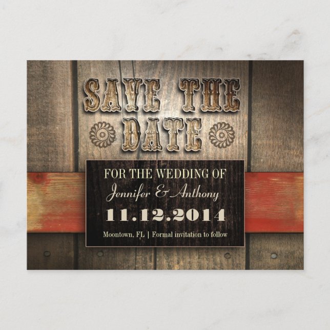 Faire-part western enregistrer la date carte postale (Devant)