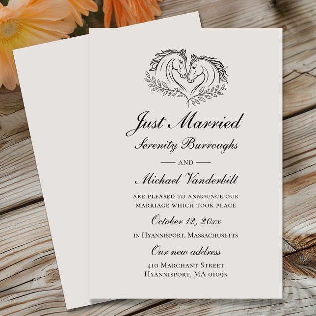 Faire-part Western Horse Country vient de se marier Mariage (Créateur téléchargé)