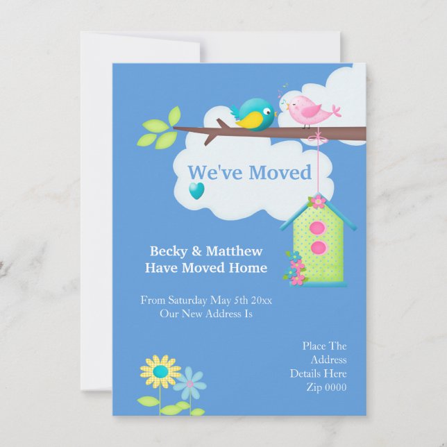 Faire-part Weve Moved Maison Oiseau et arbre (Devant)
