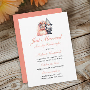 Faire-part Whimsical Gnome Orange Juste Marié Mariage