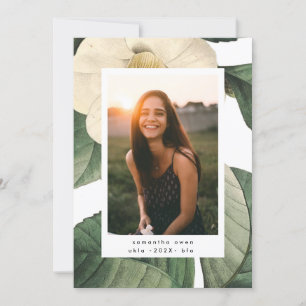 Faire-part White Antique Flower Photo University Grad