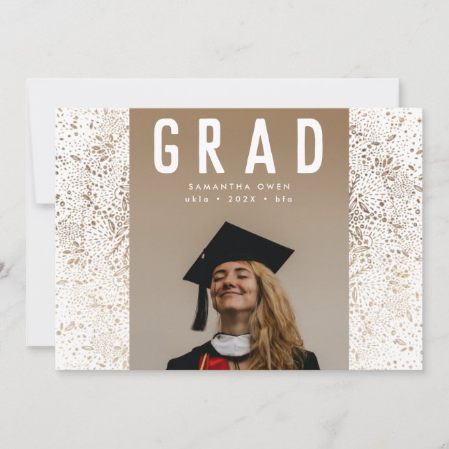 Faire-part White Modern Gold Foil Botanical Grad Photo (Devant)