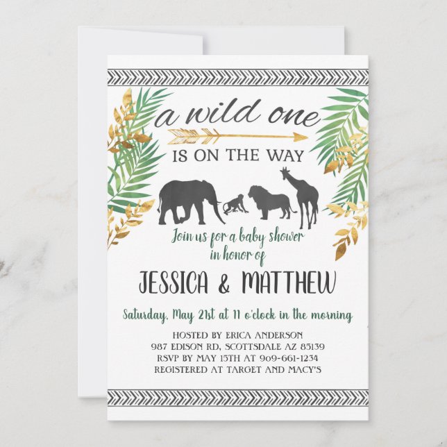 Faire-part Wild One Baby shower Invitation (Devant)