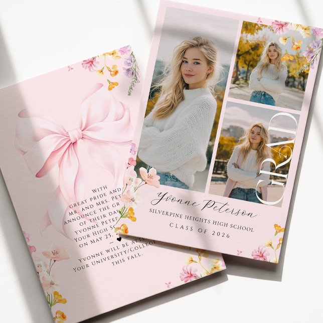 Faire-part Wildflower & Bow Graduation Announcement (Créateur téléchargé)
