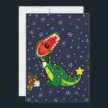 Faire-part Winter Snowman Christmas Tree T-Rex Dinosaur<br><div class="desc">Christmas travel with a cute,  playful T-Rex and little snowman.</div>