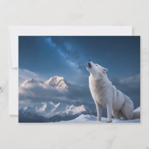 Faire-part Wolf Wild Majestic Animal Sur Une Nuit De Galaxie
