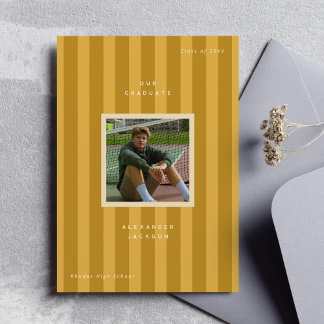 Faire-part Yellow Sporty Stripes Graduation Photo 