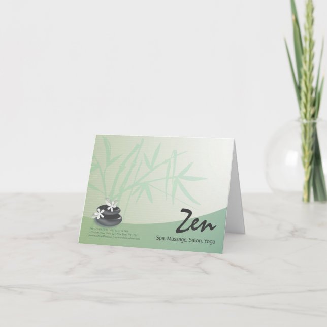 Faire-part ZEN Stone Bamboo YOGA SPA Massage Thérapie Salon (Devant)