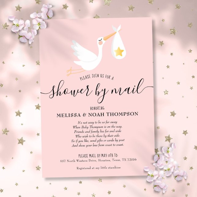 Faire Pleuvoir par la Poste Invitation Rose pour B (Shower By Mail Long Distance Sprinkle Pink Invitation)