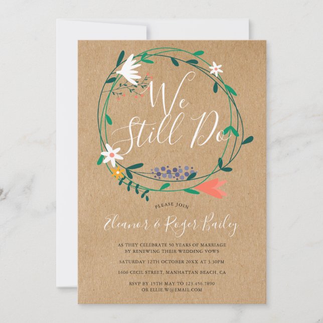 Faire Renouveler les Vœux de Mariage Invitation Fl (Devant)