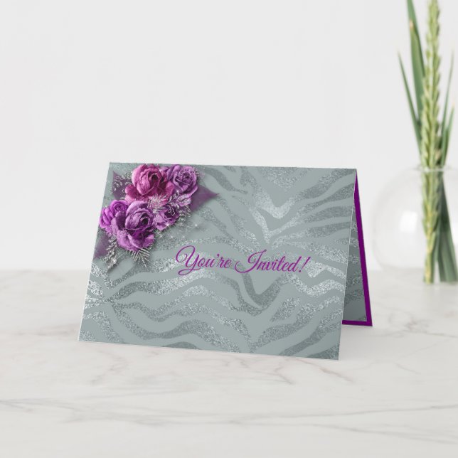 Faire Romantique Roses Violettes & Invitation Arge (Devant)