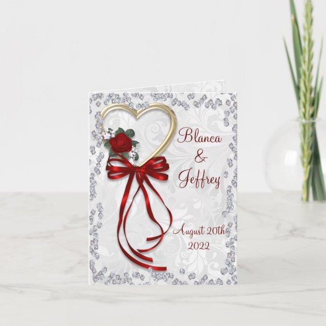 Faire Rose, Diamants & Ruban Rouge Invitation de M (Devant)