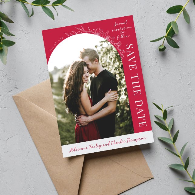 Faire simple floral 1 Framboise Save The Date (Créateur téléchargé)